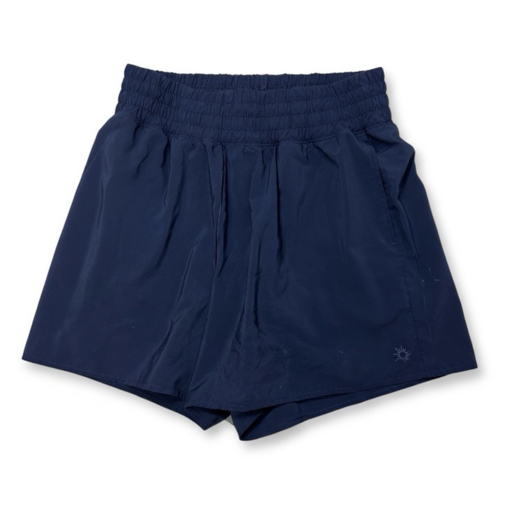 aerie Navy Elastic-Waist Athletic Shorts
